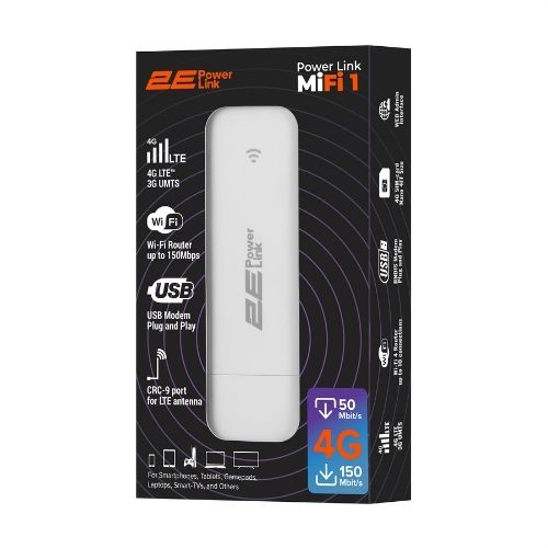 Мобільний маршрутизатор 2E PowerLink (MiFi-1 2024) LTE, Wi-Fi6, 1xUSB, 1xCRC9 білий